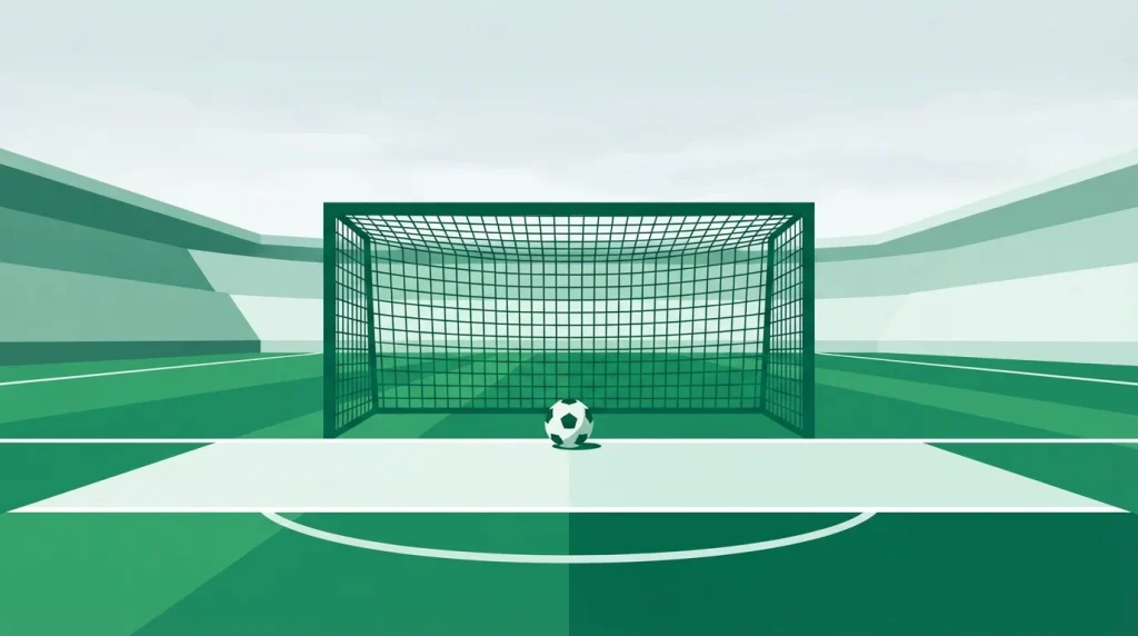 Fußballtor mit straffem Netz auf einem grünen Spielfeld
